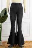 hulianfu - Black Casual Street Solid Patchwork High Waist Denim Jeans