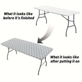 1pc Durable Waterproof Vinyl Tablecloth - Seamless Elastic Edges, Fade-Resistant, Flannel Backed - Easy Clean, Perfect for Indoor & Outdoor Dining, Picnics, Parties - Rectangle
