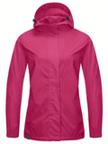 Womens Fashionable Solid Color Hooded Jacket - Insulated, Waterproof & Breathable - Elastic Cuffs Sport Coat for Outdoor Adventures