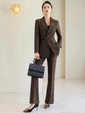 Senior Office Lady Suit For Women Work Wear Unique Design Blazer Formal Slim Fit Pant Sets Female Solid Outfits 2 Piece 240127