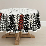 1pc, Polyester Tablecloth, Merry Christmas Table Cover, Buffalo Plaid Christmas Tree Pattern Table Cover, Christmas Atmospheric Table Decor, Holiday Desktop Decoration Fabric Table Cloth, Home Decoration, Christmas Decor, Gift