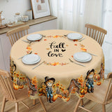 Charming Scarecrow & Fall Harvest Tablecloth - Waterproof & Wrinkle-Free, Perfect for Thanksgiving & Autumn Decor, Country Farmhouse Style with Pumpkin & Sunflower Design, Ideal for Indoor/Outdoor Parties & Home Decoration