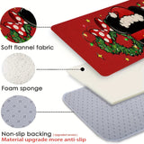 Christmas Holiday Bath Mat with Santa Hat, Holly, and Candy Canes - Non-Slip, Machine Washable, Medium Pile, Woven Polyester, 550gsm, 0.47inch Thick, Comfortable Floor Mat for Entryway, Kitchen, Living Room, Bedroom, Laundry Room - 1 Piece