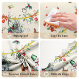 1pc Premium Polyester Christmas Tablecloth - Vibrant Pine Tree, Butterflies & Snowman Pattern - Festive Table Decor for Holidays, Home Atmosphere Enhancer & Perfect Gift Idea