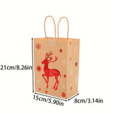 10-Pack Christmas Gift Tote Bags with Santa, Reindeer, Sleigh Designs - Multipurpose Paper Goodie Bags for Holiday Treats, Parties, and Events