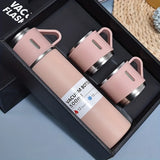 1pc/1 Set Insulated Vacuum Flask - 500ml/16.9oz Thermal Water Bottle with 2 Extra Cup Lids, Keeps Hot and Cold for Hours, Perfect for Travel, Summer, Winter, and Gifts