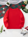 Boy's Cartoon Print Long Sleeve Crew Neck T-shirt - Fun Christmas Tree Design, Kids Casual Holiday Autumn Winter Clothes, Comfortable and Cozy for Boys
