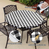 1pc Round Waterproof Vinyl Tablecloth with Elastic Edge and Flannel Backing - Easy to Clean, Wipeable, and Durable - Perfect for Indoor and Outdoor Use on Patios, Terraces, and Gardens