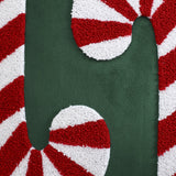 Christmas Candy Cane Embroidered Throw Pillow Covers, Traditional Style Knit Fabric, Geometric Pattern, Hand Wash, Zipper Closure, for Living Room Decor - Set of 1