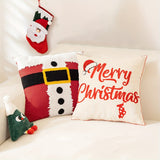 2pcs, Christmas Embroidery Home Decorative Pillow Covers, Santa Deer Gnomes Exquisite Tufted Punch Farmhouse Couch Pillowcases, 18*18in, Cozy Holiday Home Decor for Sofa & Bedroom & Outdoor & Living Room, Set of 2, Without Pillow Inserts