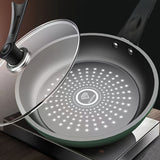 9.5-Inch Premium Non-Stick Cast Iron Skillet with Mirror Satin Finish, Thick Base, and Green Handle - Dishwasher Safe, Compatible with Smooth Surface Non-Induction Stovetops for Cooking Eggs, Steak, Pancakes
