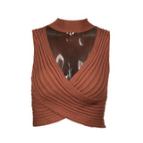 HULIANFU 2025 2025 trade women's clothing summer ins neck Spice Girls bm knitted top outer wear inside women's small suspender vest