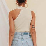 HULIANFU 2025 Spice Girls Women's New   BM Knitted Pullover Sleeveless Off-Shoulder Top Women's Slim Vest