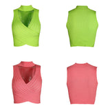 HULIANFU 2025 2025 trade women's clothing summer ins neck Spice Girls bm knitted top outer wear inside women's small suspender vest