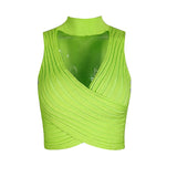 HULIANFU 2025 2025 trade women's clothing summer ins neck Spice Girls bm knitted top outer wear inside women's small suspender vest