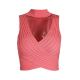 HULIANFU 2025 2025 trade women's clothing summer ins neck Spice Girls bm knitted top outer wear inside women's small suspender vest