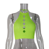 HULIANFU Europe, America,  bm ice silk knitted hollow neck with small suspenders inside, sexy babes wear versatile vest outside