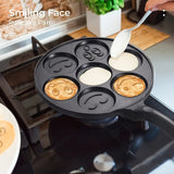 1pc Cartoon Pattern 7-Cavity Omelet Skillet - Multifunctional Non-Stick Frying Pan for Eggs, Dumplings, Food Supplements, and Kitchen Supplies with Easy Cooking and Cleaning