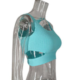 HULIANFU Summer 2025 isn knitted women's clothing bm round neck open navel simple outer wear sexy hot girl suspender vest women