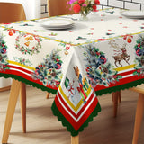 1pc Premium Polyester Christmas Tablecloth - Vibrant Pine Tree, Butterflies & Snowman Pattern - Festive Table Decor for Holidays, Home Atmosphere Enhancer & Perfect Gift Idea