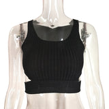 HULIANFU Summer 2025 isn knitted women's clothing bm round neck open navel simple outer wear sexy hot girl suspender vest women