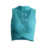 HULIANFU 2025 2025 trade women's clothing summer ins neck Spice Girls bm knitted top outer wear inside women's small suspender vest