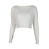 HULIANFU Summer  hot sale 2025 women's clothing round neck simple versatile solid color short long-sleeved T-shirt navel top