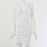 2025 ins hot-selling Spice Girls new fungus edge deep V long-sleeved hip dress, nightclub queen style sexy dress