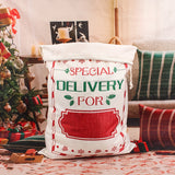 Christmas Burlap Drawstring Gift Bag - Large Festive Print Design With Twine Accessory for Holiday Party Decor, Candy and Present Packaging (18.89in x 25.9in) - Pack of X