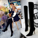 2025 315-6  fashion simple winter women's boots thin heel high heel suede sexy nightclub thin knee boots