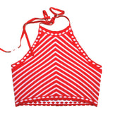 HULIANFU 2025 sexy babes with slim neck, open navel backless short striped straps, outer wear and inner sling vest female summer