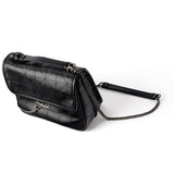 HULIANFU ZR women's bag stray bag mailman bag diamond chain new black rock soft shoulder messenger handbag bag