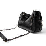 HULIANFU ZR women's bag stray bag mailman bag diamond chain new black rock soft shoulder messenger handbag bag