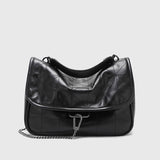 HULIANFU ZR women's bag stray bag mailman bag diamond chain new black rock soft shoulder messenger handbag bag