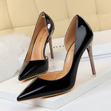 2025 18188-2  metal high heels, thin heel high heel, shallow mouth pointed side hollow sexy nightclub women's single shoes