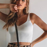 HULIANFU 2025 sexy babes women's clothing halter V-neck shoulder strap slim short open-button outer wear with small suspender vest