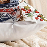 1pc Contemporary Highland Cow Throw Pillow Cover, 17.7"x17.7" Polyester Woven Decorative Cushion Case with Zipper for Sofa and Home Decor, Hand Wash Only, Holiday Animal & Tree Pattern