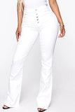 hulianfu - White Fashion Casual Solid Patchwork High Waist Regular Denim Jeans