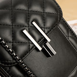 HULIANFU Hot trade  summer new 2025 simple wind rhombus metal buckle flip chain bag messenger bag shoulder satchel