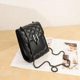 HULIANFU Hot trade  summer new 2025 simple wind rhombus metal buckle flip chain bag messenger bag shoulder satchel