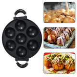 1pc Premium 7-Hole Non-Stick Aluminum Cake Pan - Easy-Release Omelette Cooker with Heat-Resistant Handle - Ideal Breakfast Egg Mold for Kitchen Baking Accessories