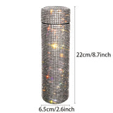 1pc, Studded Vacuum Cup, Stainless Steel Insulated Water Bottles, 700ml/24oz Shiny Sparkling Travel Thermal Cups, For Hot And Cold Beverages, Summer Winter Drinkware, Gifts