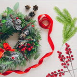 30pcs Artificial Pine Branches with Christmas Holly Berries and Red Berry Stems for Christmas Wreath Decorations and Xmas Tree Decoration