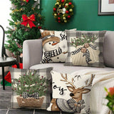 4-Pack Luxurious Christmas Throw Pillow Covers 16x16 - Soft Woven Linen & Polyester Blend, Contemporary Geometric Holiday Designs, Stain-Resistant, Machine Washable, Zipper Closure - Perfect for Bedroom Decor, Cozy Winter Ambiance, and Festive Holiday Che
