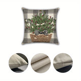 4-Pack Luxurious Christmas Throw Pillow Covers 16x16 - Soft Woven Linen & Polyester Blend, Contemporary Geometric Holiday Designs, Stain-Resistant, Machine Washable, Zipper Closure - Perfect for Bedroom Decor, Cozy Winter Ambiance, and Festive Holiday Che