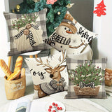 4-Pack Luxurious Christmas Throw Pillow Covers 16x16 - Soft Woven Linen & Polyester Blend, Contemporary Geometric Holiday Designs, Stain-Resistant, Machine Washable, Zipper Closure - Perfect for Bedroom Decor, Cozy Winter Ambiance, and Festive Holiday Che
