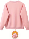Two Piece Set Merry Christmas Print Crew Neck Sweatshirt & Pants, Women's Clothing