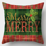 Set of 4 Festive Christmas Throw Pillow Covers - 17.5" x 17.5", Red & Green Plaid with Poinsettia Design, Zippered Polyester Cushion Cases for Living Room Decor (Inserts Not Included)