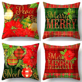 Set of 4 Festive Christmas Throw Pillow Covers - 17.5