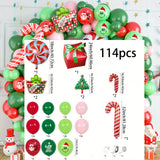 114pcs Christmas Balloon Garland Kit - Aluminum Foil & Latex Balloon Set for Holiday Decoration, Includes Red & Green Balloons with Festive Designs, Perfect for New Year's, Birthday & Party Décor, Suitable for Ages 14+